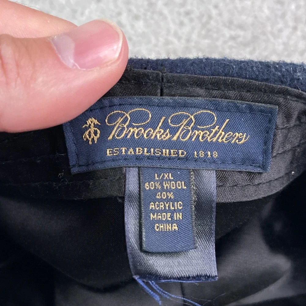 Brooks Brothers Hat Mens XL Fitted Navy Blue Wool Fleece Baseball Cap Preppy